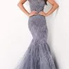 Jovani - 04702 Feather Fringed Cap Sleeve Beaded Gown 2 Jovani - 04702 Feather Fringed Cap Sleeve Beaded Gown