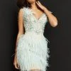Jovani - 04739 Feather- Fringed Sheath Short Dress 2 Jovani - 04739 Feather- Fringed Sheath Short Dress