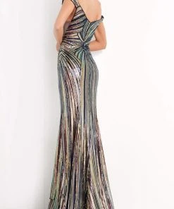 Jovani - 04809 Off Shoulder Sequin-Ornate Mermaid Gown