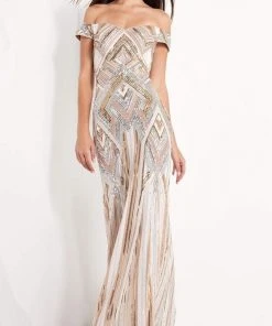 Jovani - 04813 Sequined Off Shoulder Dress