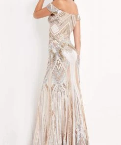 Jovani - 04813 Sequined Off Shoulder Dress 6 Jovani - 04813 Sequined Off Shoulder Dress
