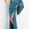 Jovani - 04934 Sequined Plunging V Neck Fitted Dress 1 Jovani - 04934 Sequined Plunging V Neck Fitted Dress