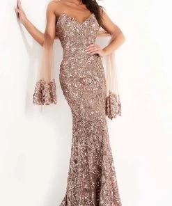 Jovani - 05054 Sequined V Neck Evening Gown