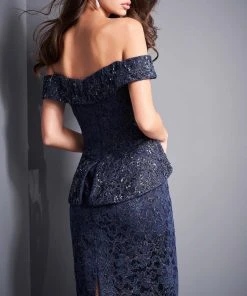 Jovani - 05060 Embroidered Off Shoulder Sheath Dress