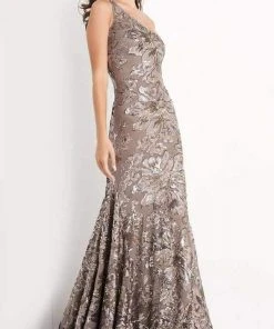 Jovani - 05076 One Shoulder Sequin Embroidered Mermaid Gown