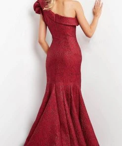 Jovani 05176 - Floral Ruffle Jacquard Evening Dress