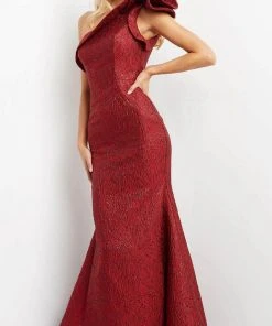 Jovani 05176 - Floral Ruffle Jacquard Evening Dress 8 Jovani 05176 - Floral Ruffle Jacquard Evening Dress