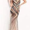 Jovani - 05560 Beaded Plunging V Neck Gown