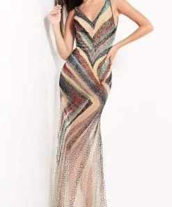 Jovani - 05560 Beaded Plunging V Neck Gown
