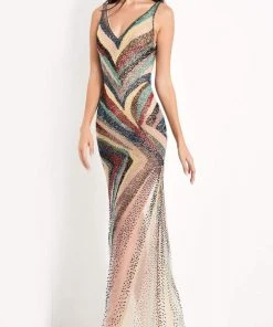 Jovani - 05560 Beaded Plunging V Neck Gown