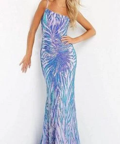 Jovani - 05664 One Shoulder Sequin Sheath Dress