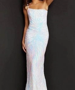 Jovani - 05664 One Shoulder Sequin Sheath Dress