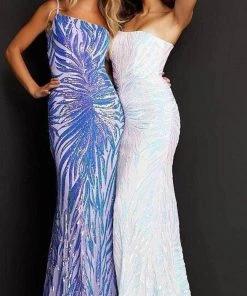 Jovani - 05664 One Shoulder Sequin Sheath Dress