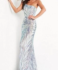 Jovani - 05664 One Shoulder Sequin Sheath Dress