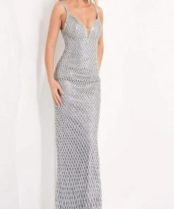 Jovani - 05754 Lattice Beaded Column Dress