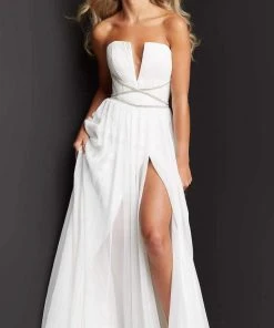 Jovani - 05971 Strapless Pleated Chiffon Gown