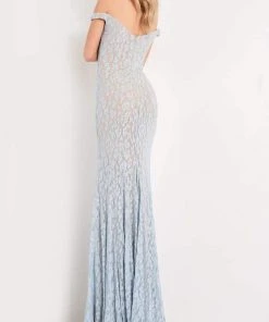 Jovani - 06096 Lace Deep Off Shoulder Sheath Dress 6 Jovani - 06096 Lace Deep Off Shoulder Sheath Dress