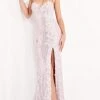 Jovani - 06109 Floral Appliques Sequin Embellished High Slit Gown 1 Jovani - 06109 Floral Appliques Sequin Embellished High Slit Gown