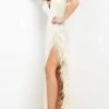 Jovani - 06164 Feather Trimmed High Slit Long Dress 1 Jovani - 06164 Feather Trimmed High Slit Long Dress