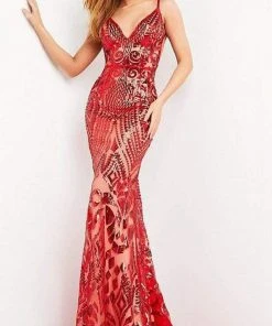 Jovani - 06204 Open Back Sequined Sexy Dress