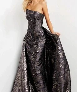 Jovani 06255 - Strapless Straight Across Neck Evening Gown