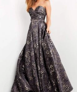 Jovani - 06257 Strapless Pleated Bodice A-Line Dress