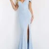 Jovani - 06281 Off Shoulder Lattice Glitter Gown