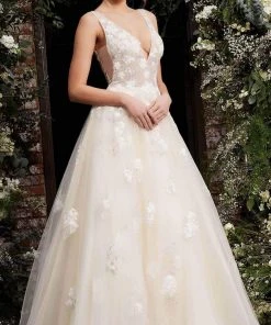 Jovani - 06286 Sheer Floral Applique Bodice Tulle Ballgown