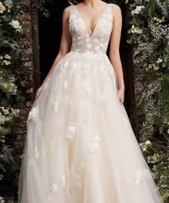 Jovani - 06286 Sheer Floral Applique Bodice Tulle Ballgown