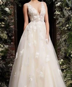 Jovani - 06286 Sheer Floral Applique Bodice Tulle Ballgown