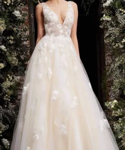 Jovani - 06286 Sheer Floral Applique Bodice Tulle Ballgown