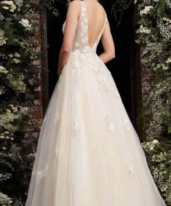 Jovani - 06286 Sheer Floral Applique Bodice Tulle Ballgown