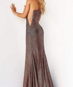 Jovani - 06333 Asymmetric Shiny Trumpet Gown 6 Jovani - 06333 Asymmetric Shiny Trumpet Gown