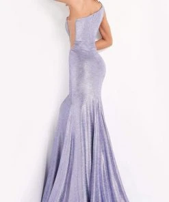 Jovani - 06367 Asymmetric Neck Trumpet Dress With Train 6 Jovani - 06367 Asymmetric Neck Trumpet Dress With Train