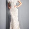 Jovani - 06451 Feather Off-Shoulder Allover Lace Mermaid Gown 1 Jovani - 06451 Feather Off-Shoulder Allover Lace Mermaid Gown