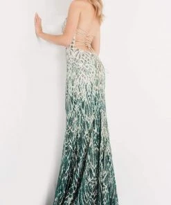 Jovani - 06459 Two Tone Sequined Strapless Sheath Dress