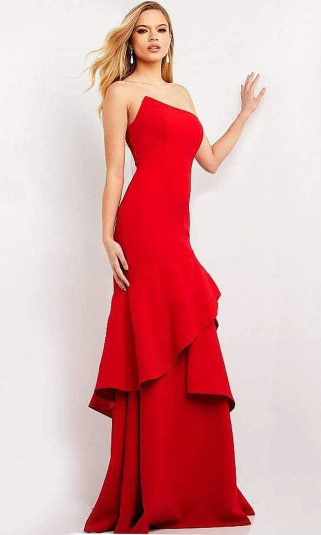 Jovani - 06509 Asymmetric Plain Wrapped Trumpet Gown 3 Jovani - 06509 Asymmetric Plain Wrapped Trumpet Gown