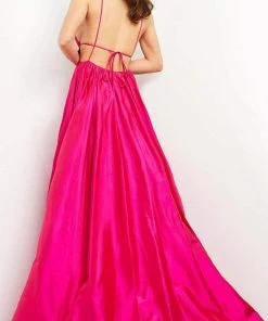 Jovani - 06540 Plunging Sweetheart Pleated Dress With Slit