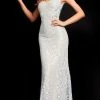 Jovani - 06569 Thin Strapped Floral Lace Long Dress 1 Jovani - 06569 Thin Strapped Floral Lace Long Dress