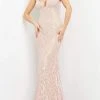 Jovani - 06583 Embroidered Plunging V Neck Trumpet Gown