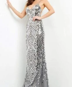 Jovani - 06676 Glass Embellished Sweetheart Dress