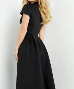 Jovani - 06782 Tea Length High Neck A-Line Dress 6 Jovani - 06782 Tea Length High Neck A-Line Dress