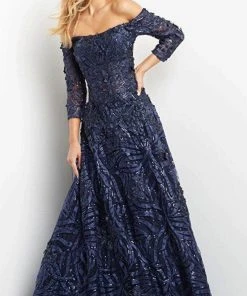 Jovani 06792 - Off-shoulder Straight Across Long Gown
