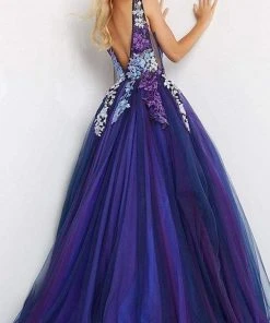 Jovani - 06807 Gradient Floral Embroidered A-line Gown