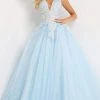 Jovani - 06808 Tulle V Neck And Back Ballgown