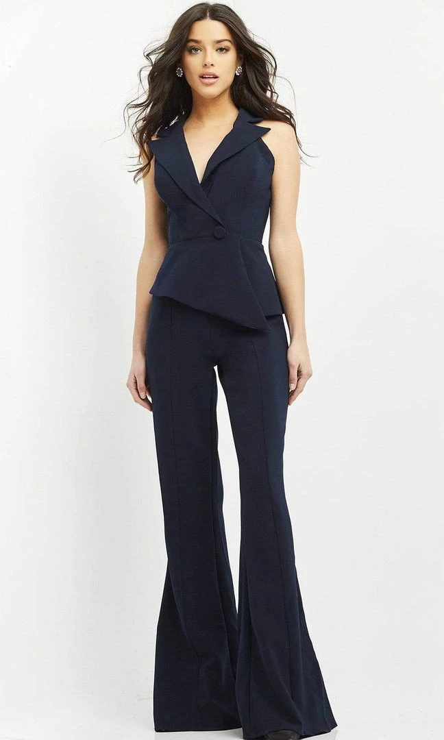 Jovani - 06923 Sleeveless Front Button Peplum Jumpsuit 3 Jovani - 06923 Sleeveless Front Button Peplum Jumpsuit