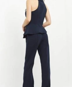 Jovani - 06923 Sleeveless Front Button Peplum Jumpsuit 7 Jovani - 06923 Sleeveless Front Button Peplum Jumpsuit