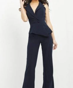 Jovani - 06923 Sleeveless Front Button Peplum Jumpsuit 9 Jovani - 06923 Sleeveless Front Button Peplum Jumpsuit