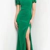 Jovani - 07011 Bateau Neck Modest Slit Dress