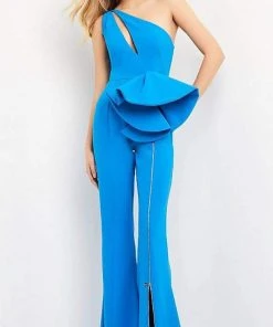 Jovani - 07080 Asymmetric Keyhole Bell Bottom Jumpsuit